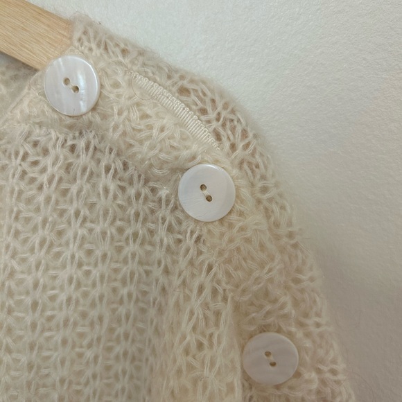 SEZANE open knit color block Tonia wool/ kid mohair boat neck sweater sz L - Picture 4 of 11